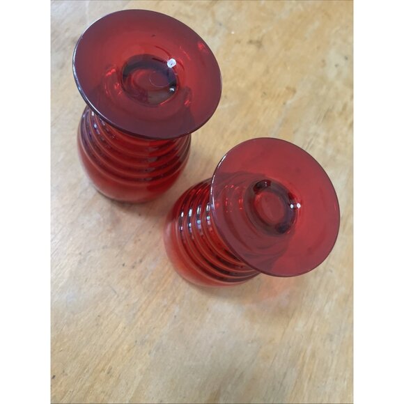 2 Vintage Water Wine Glasses PADEN CITY GLASS Ruby Red 4.75inch Holiday - Picture 6 of 6